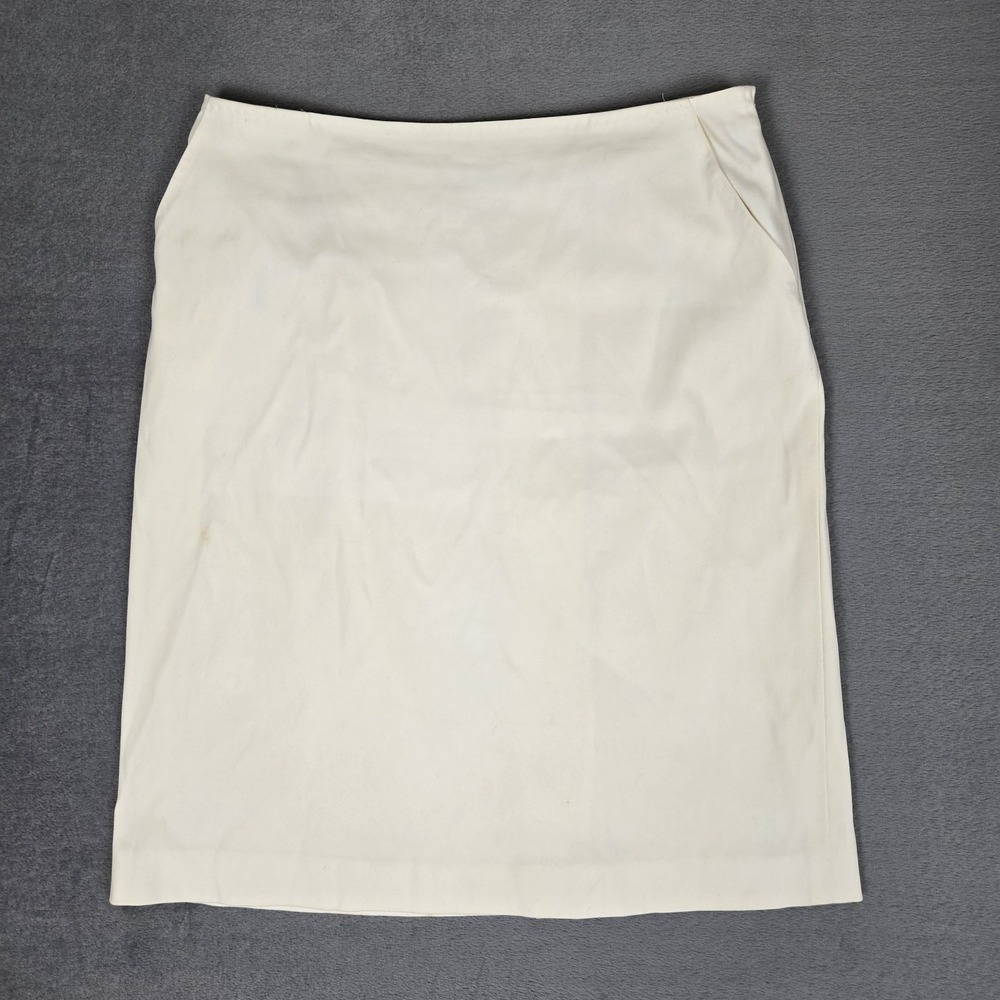 MaxMara Mini Skirt Womens 12 US Ivory Cotton Minimalist Luxury Italy Made